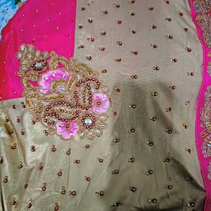 Heavy Work Pink Shimmery Saree...🔥