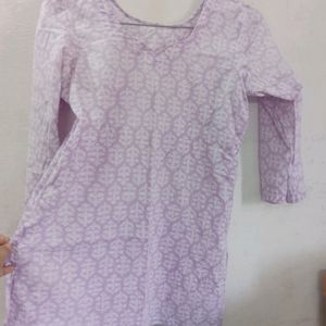 Lavender Short Kurti/ Top For Women