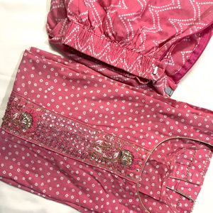 Embroidered Kurta Set With Pink Shifon Dupatta