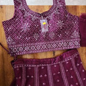 Stunning Wine Purple Lengha Choli XXL