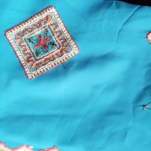 Blue Colour Saree With Hand Design