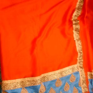 ORANGE AND BLUE SAREE