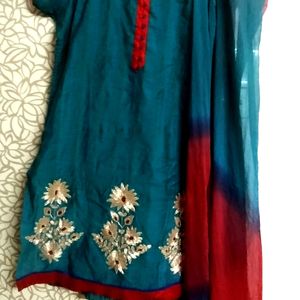 Pure Cotton Heavy Embroidery Work Kurti With Dupat