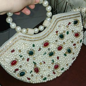 Pearls And Daimond Work Handbag Clutch