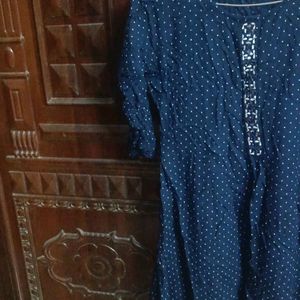 Navy Blue Polka Dot Kurti