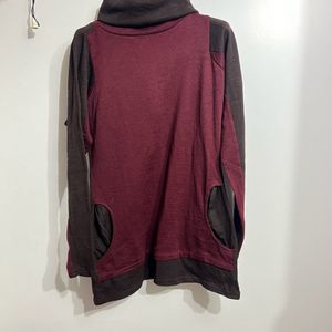 Warm High Neck Top With Pockets