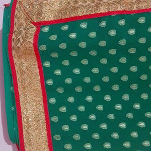 Polyester saree with stitched blouse