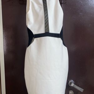 White Modern Bodycon Dress With Black Net