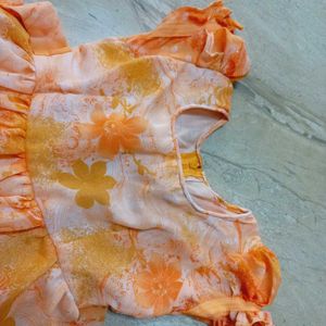 Cute Orange Dress For Baby Girl