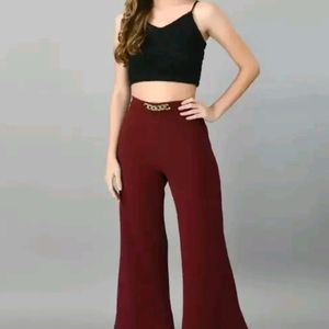 Women Solid Bell Bottom's Trouser And Pant