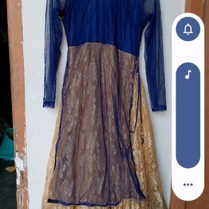 Partywear Zarki Wark Gown Pajami With Net Dupatta