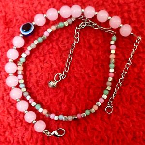 Pink EARRING, ANKLET AND BRACELET