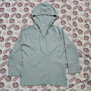 Light Blue Cotton Stretchable Hoodie