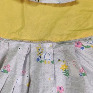 Soft Cotton Yellow And Grey Frock