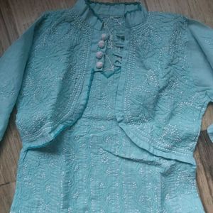 Chikankari Kurti With Attached Jacket