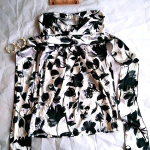 Beautiful Flowers Print Black And White Dress