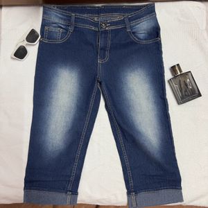 Dark Blue Shaded Jean Capris