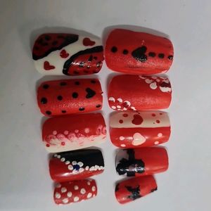 Red Colour Artifical Nail Is Available.