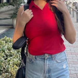 Red Sleeveless Top