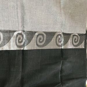 Cotton Black & Grey Saree