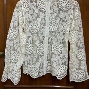 Korean Net Embroidered Top