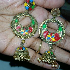 Multicolor  Metal Earring (Jhumki Style)