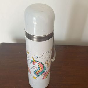 Beautiful White Color unicorn Design Steel Bottle