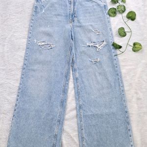 H&M Wide Leg Ripped Jeans