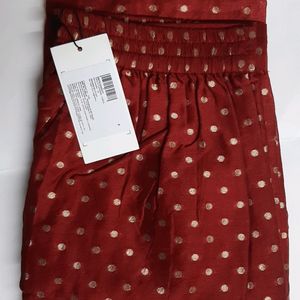 W Brand Dark Red Jacquard Parallel Pants