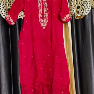 Pink Suit With Net Dupatta