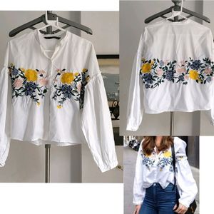 Zara Smart Casual Floral Embroidered Top