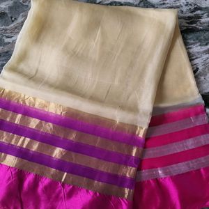 Organza Saree With Double Shade Border