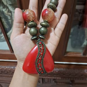 Bohemian Beaded Stone Necklace