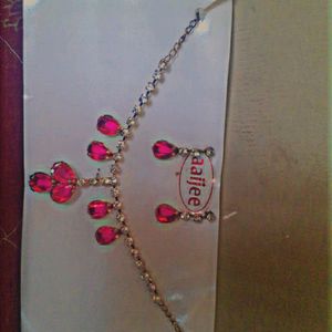 Pink Diamond Necklace With Earrings