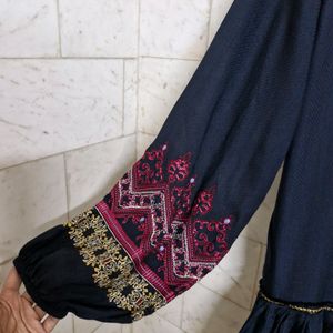 Black Boho Embroidered Dress