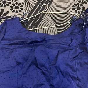 Navy Blue Heavy Saree With Blouse