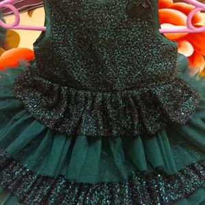 Kids Fluffy Green Gown