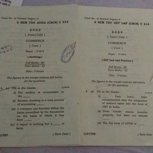 B.Com 6th Semester Question Papers