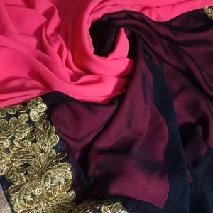 Pink And Black Combination Saree