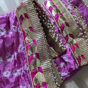 Bandhni Suit Material with Gota Patti