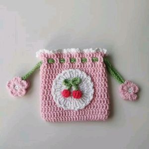 Drawstring Crochet Coins Mini Pouch