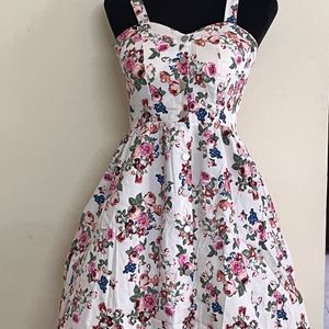 No Flaws Floral White A Line Cute Dress