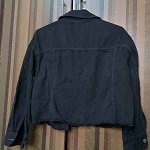 Black Cotton Denim Jacket