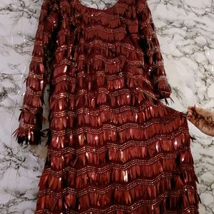 Maroon Harvey Shimmering Party Wear Dress