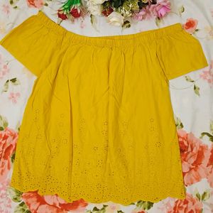 Beautiful Off Shoulder Mustard Top