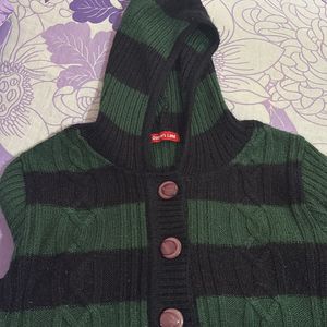 Wool Sweater With Beanie Attached