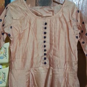 Today Offer! Beige Anarkali Kurta