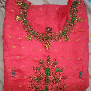 Beautiful Embroidery Patiyala Work Dress (Size-l)