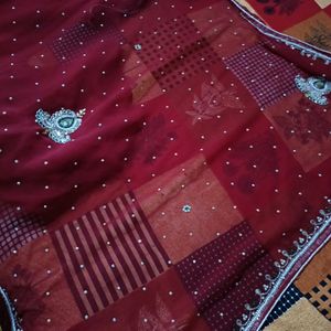 Zari Work Marron Saree❤️❤️