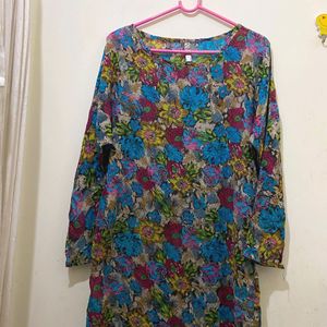 Floral Printed Silk Top For 34&36